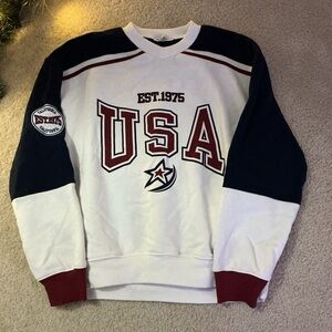 Zara Women's USA Crewneck Sweater - Navy, White, Burgundy